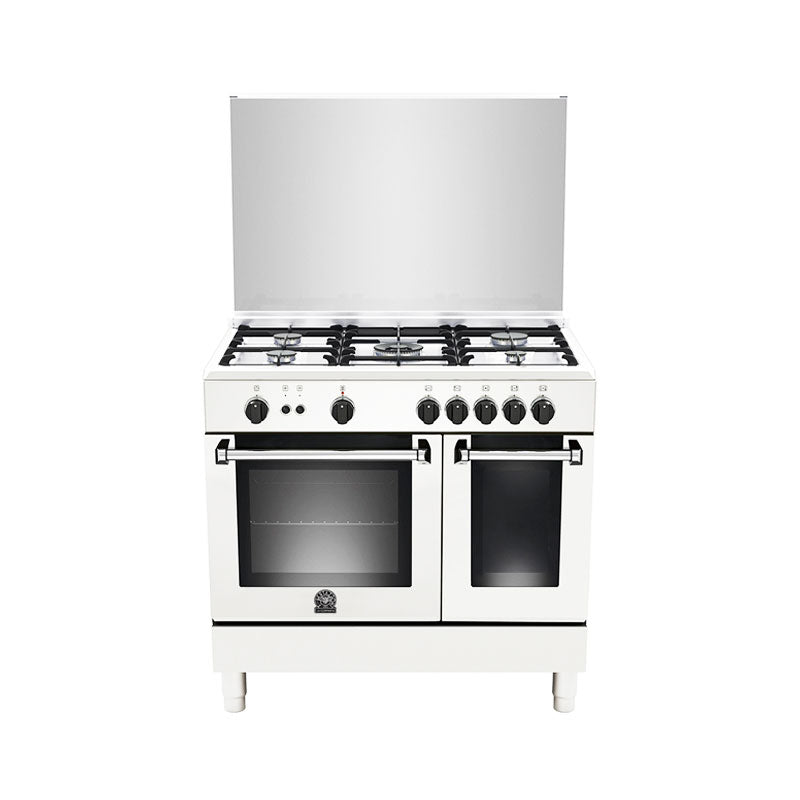 La Germania Americana D Line Gas 90x60cm 4 Burners+1 Triple Ring Burner White - AMP5C30DW