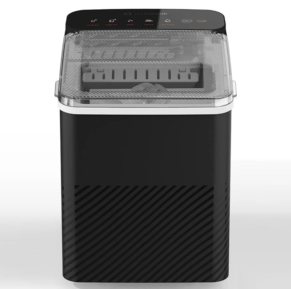 Nutricook Ice Maker, Rapid 7min Ice Production, Bullet-Shaped Ice, Self-Cleaning Function, Compact & Portable Black, NCK-ICY510K