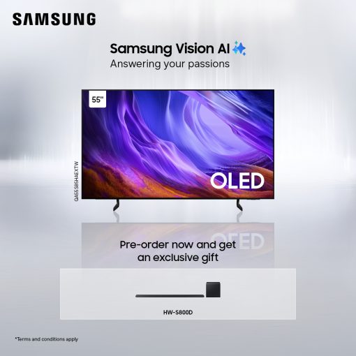 Samsung QA55S85HAEXTW 55″ OLED S85H 4K Samsung Vision AI Smart TV (2026) + Free Samsung Soundbar HW-S800. – PREORDER