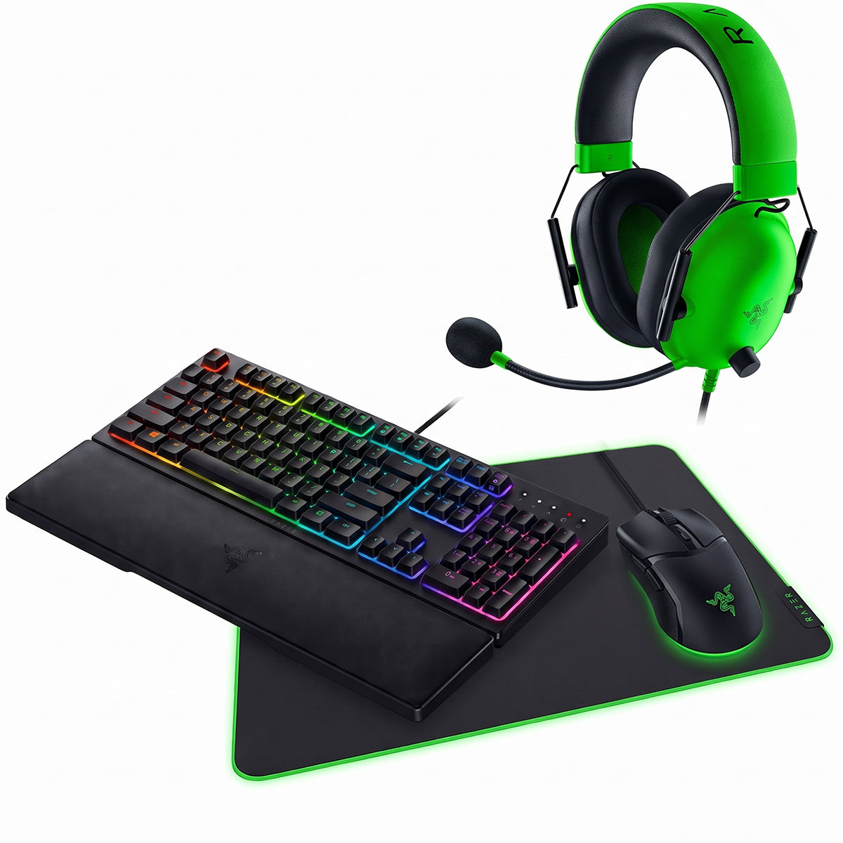 Razer Bundle 2 : Razer Cobra Mouse + Gigantus Matt V2 Medium + Ornata V3 Tenkeyless Keyboard and Blackshark V2 X Headset.
