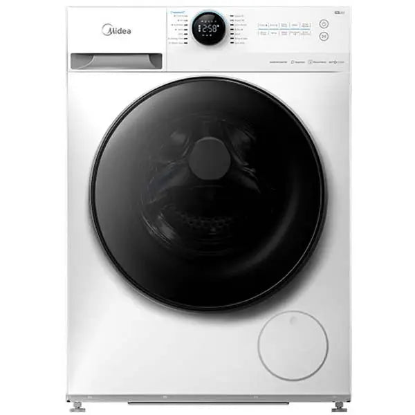 Midea Front Loading Washing Machine, BLDC Motor, Bright LED Indicator, Health Guard, Steam, Washer and Dryer, 1400 RPM, Load 8/6, White