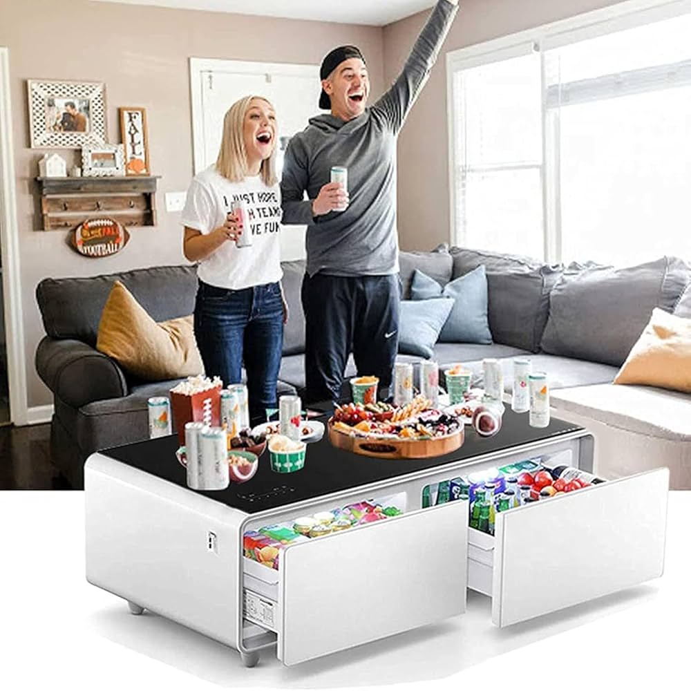 EchoChill Smart Coffee Table with Fridge & Bluetooth Speaker