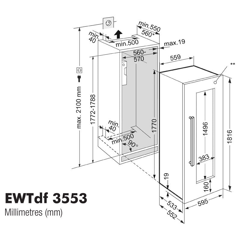 Liebherr EWTdf 3553 Vinidor Built-in multi-temperature wine cabinet
