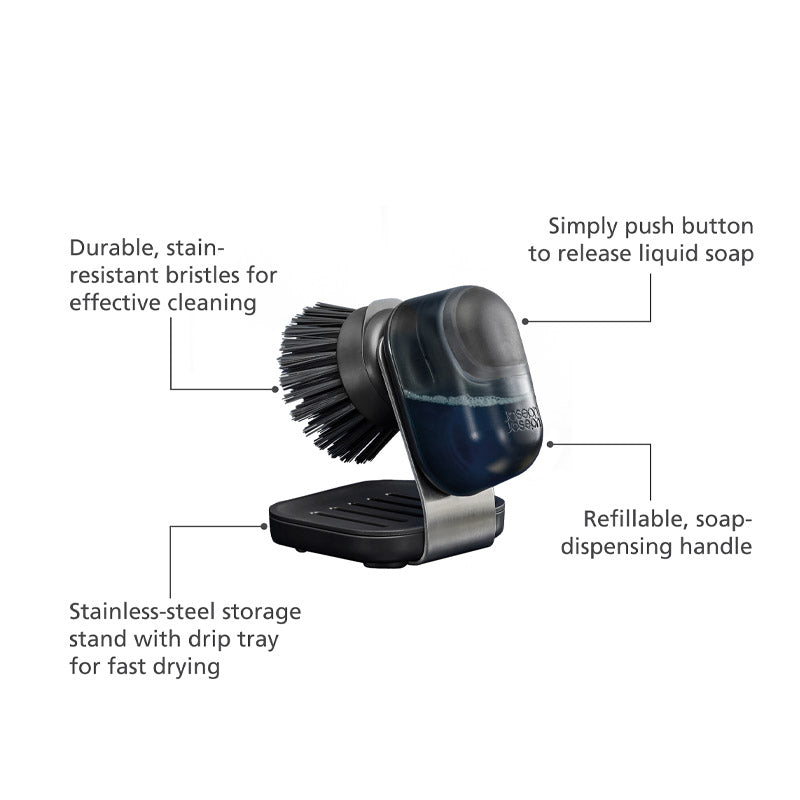 Joseph Joseph SinkTech™ Compact Soap Dispensing Washing Up Brush with Steel Stand