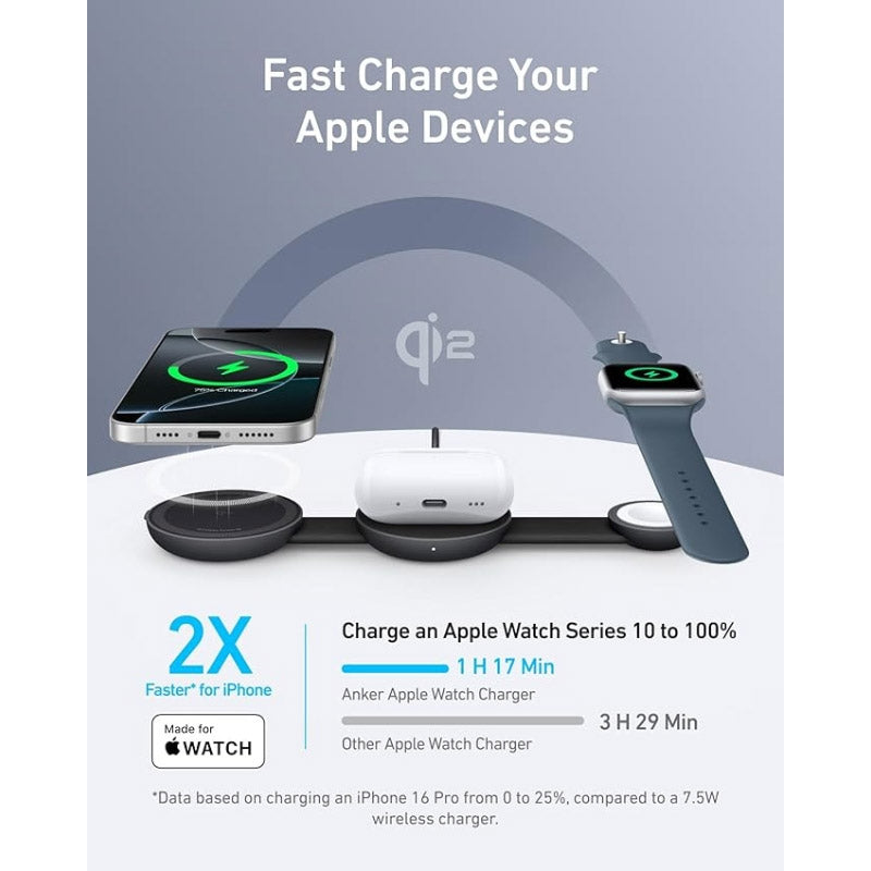 Anker MagGo Wireless Charging Station (3-in-1, Foldable Pad)