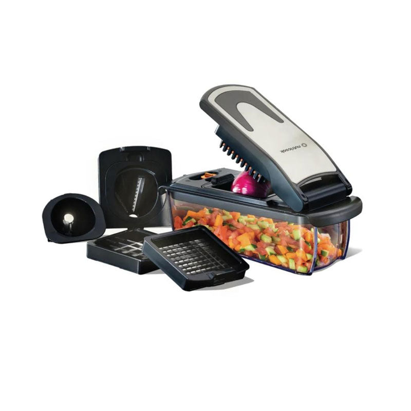 Nutricook Essentials 4-in-1 Vegetable Chopper, Stainless Steel Blades, BPA-Free - Black, NC-VC150