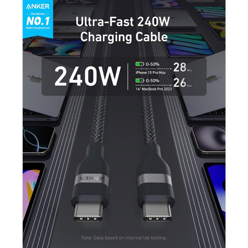 Anker USB-C to USB-C Cable 1m (240W, Upcycled-Braided)