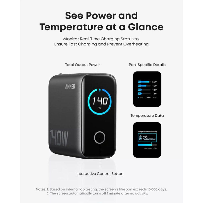 Anker Laptop Charger (140W, 4-Port, PD 3.1) with USB-C Cable