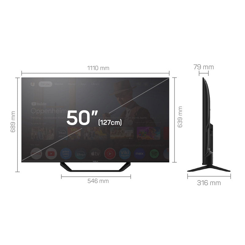 Tesla TV Series 6 - 55" E655 4K UHD Smart OS Google TV , Black