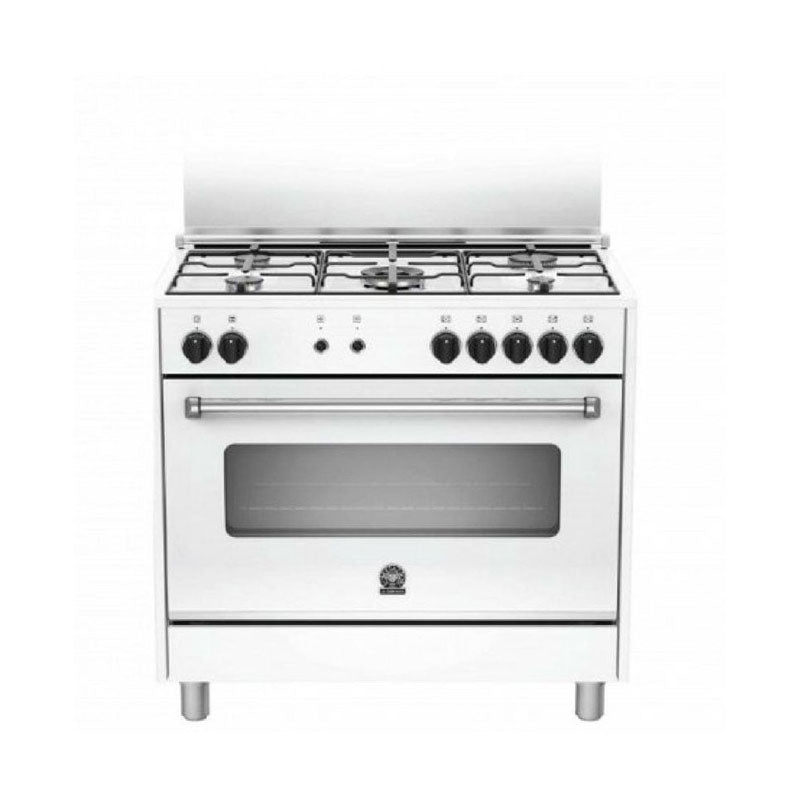 La Germania Americana D Line Gas 90x60cm 4 Burners+1 Triple Ring 4KW Burner Giant 142L Oven White- AMS95C30DW