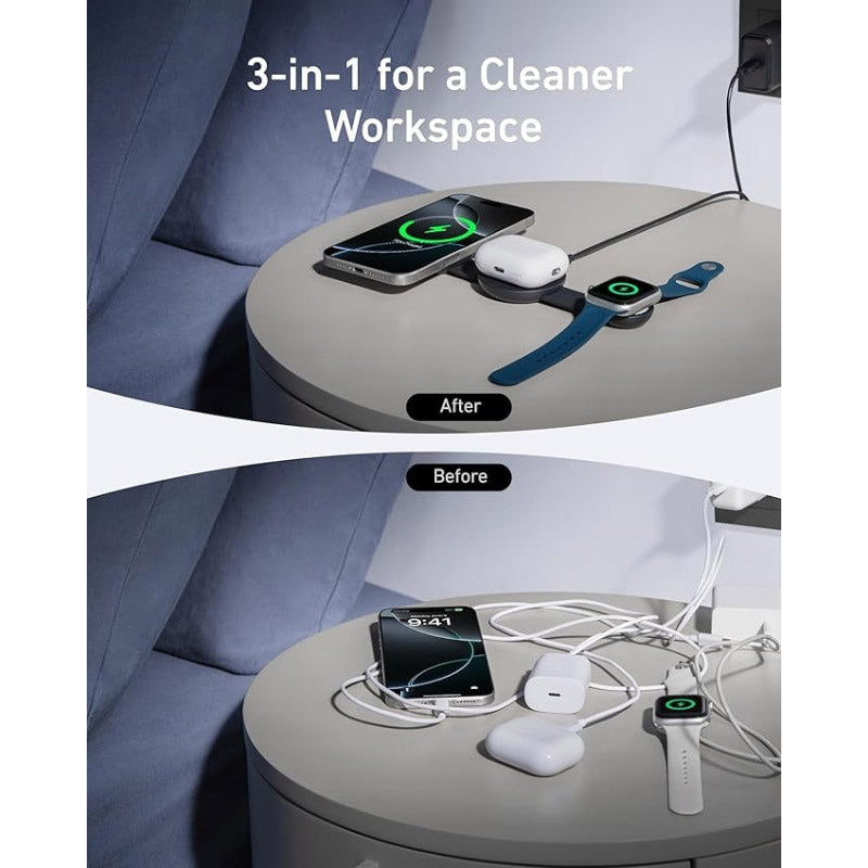 Anker MagGo Wireless Charging Station (3-in-1, Foldable Pad)