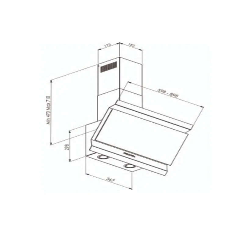 Flora Wall Mounted Hood T-Shape 90 cm 735 m3/h Black