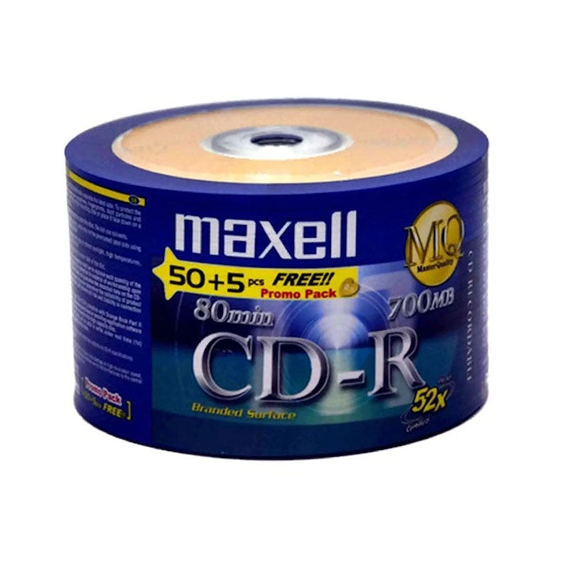 MAXELL Blank CD-R , 700MB , 52X Pack of 50 +5 FREE