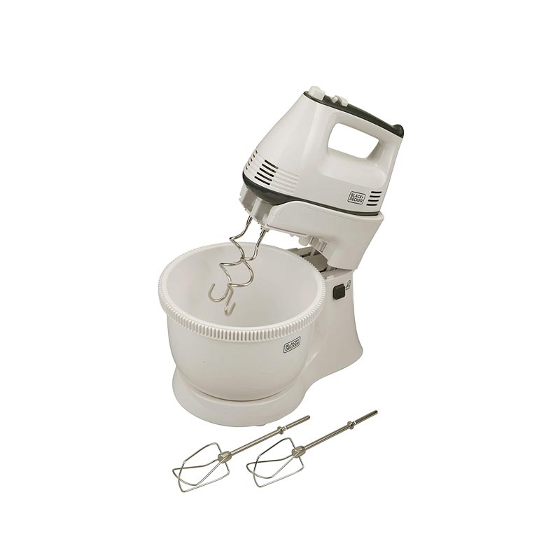 Black & Decker 300w 5 Speed Multifunction Bowl And Stand Mixer, White