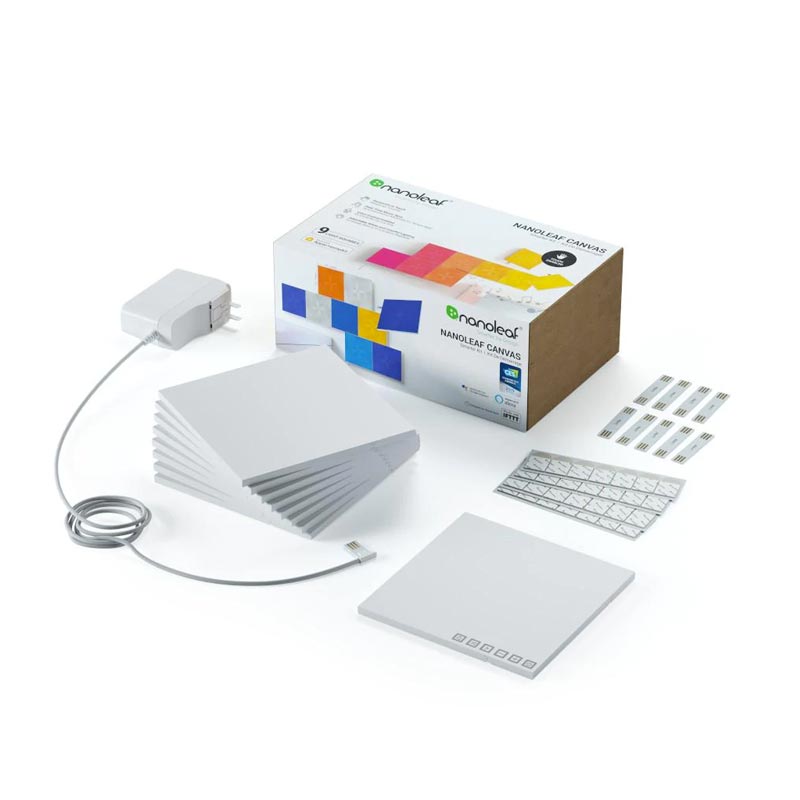 NanoLeaf Canvas Square White Expansion 9 Pack Touch and Rhythm Sensitive LED Light Panels