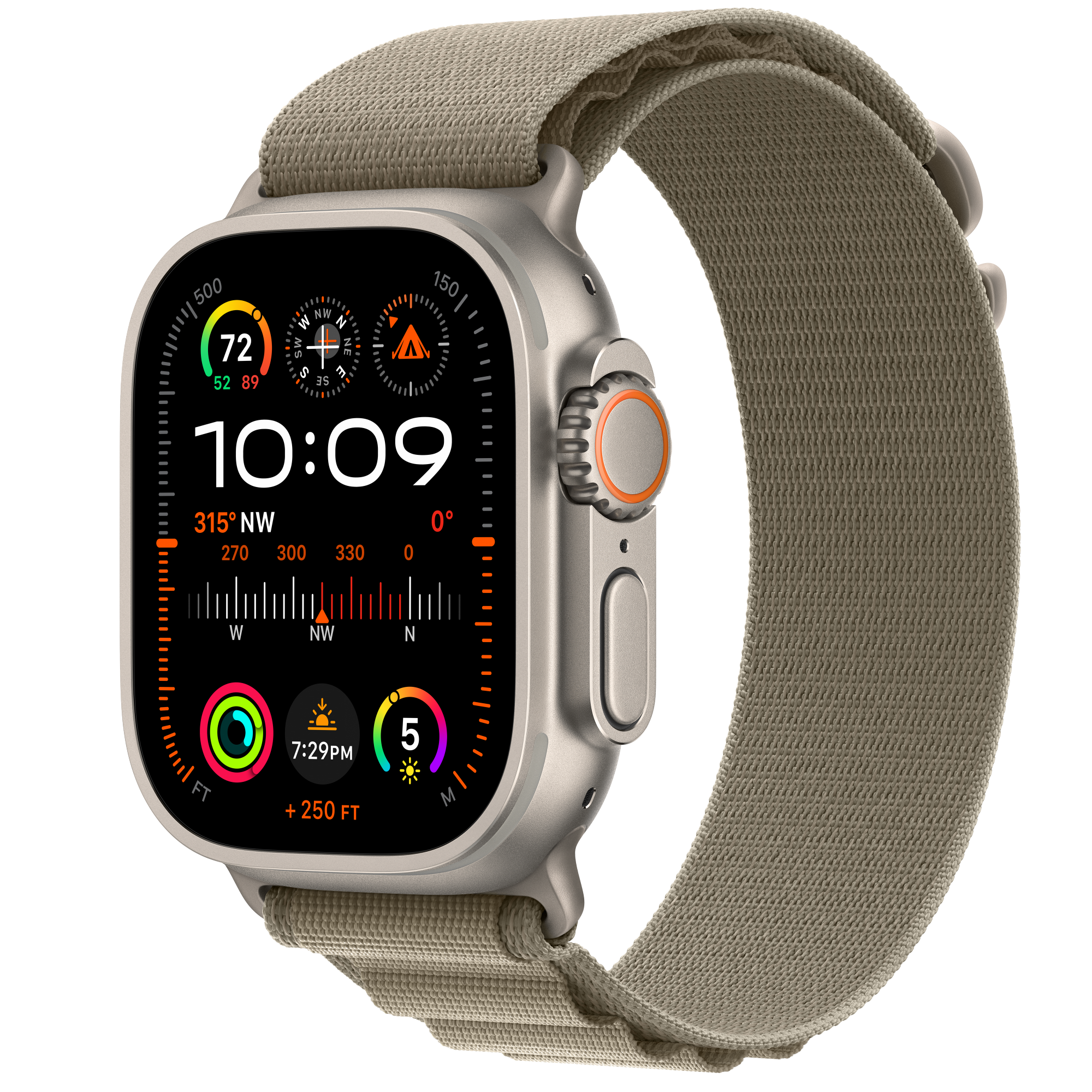 Apple Watch Ultra 2 GPS + Cellular, 49mm Titanium Case With Olive Alpine Loop