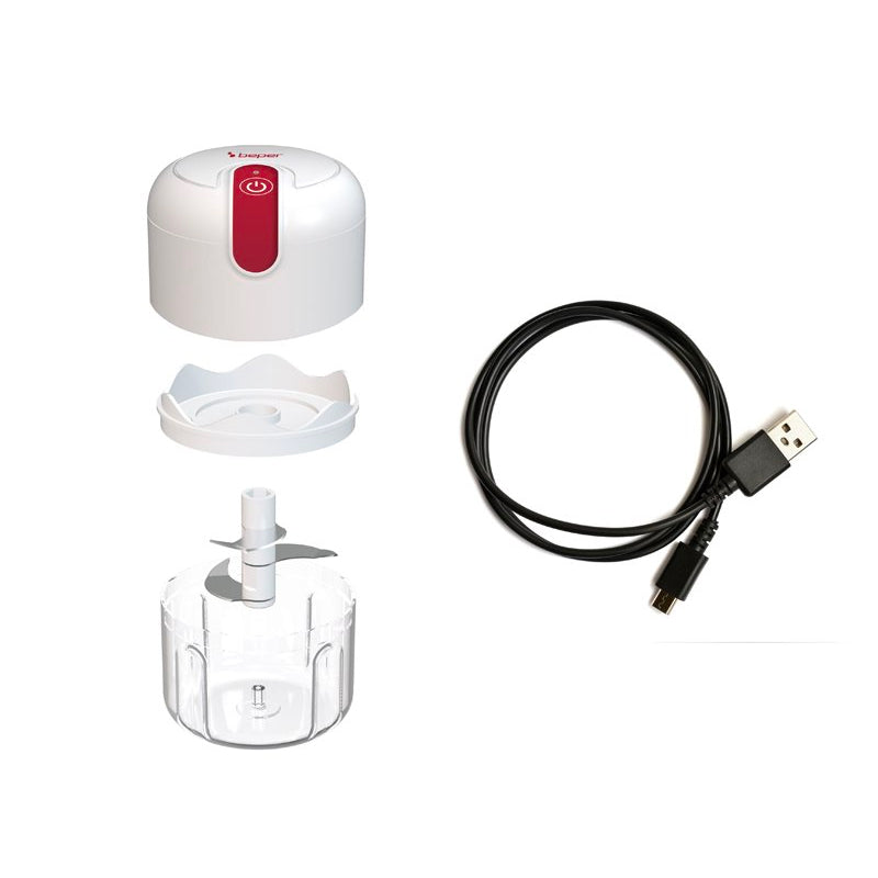 Beper, Usb Rechargeable Food Chopper P102ROB050, Red