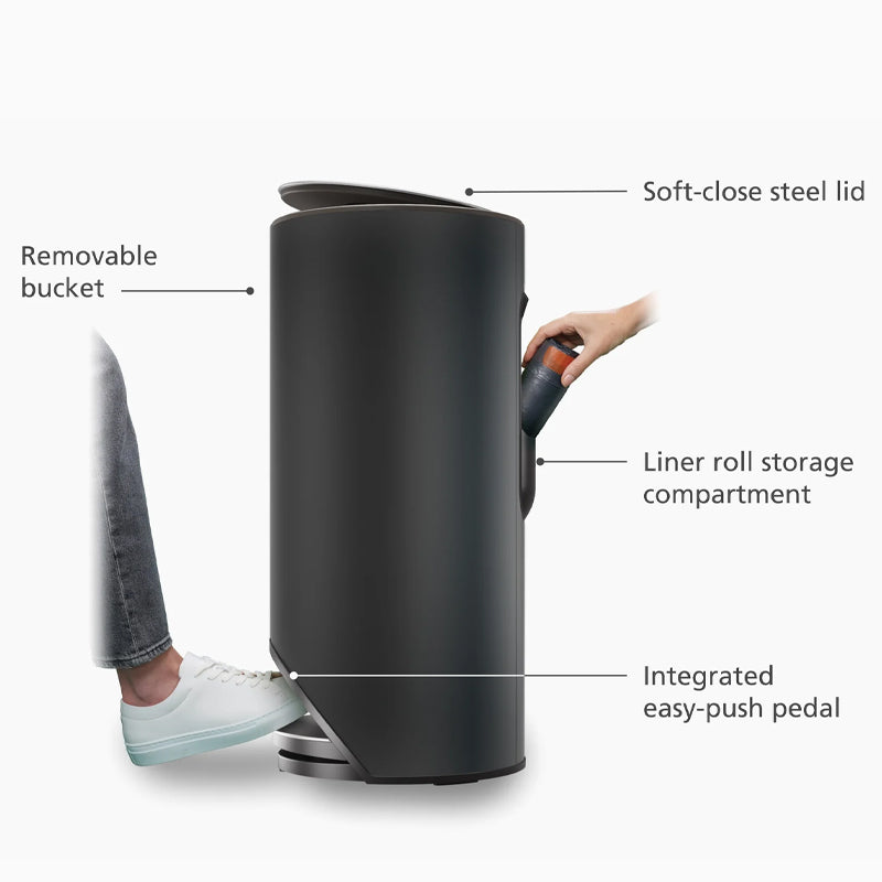 Joseph Joseph Arc™ 30L Easy-push Matt Black Pedal Bin