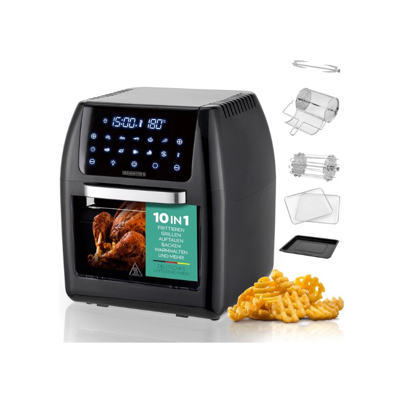 Heinrich's 12 Liter Hot Air Fryer Stainless Steel with Digital LED Display LCD Touch Display