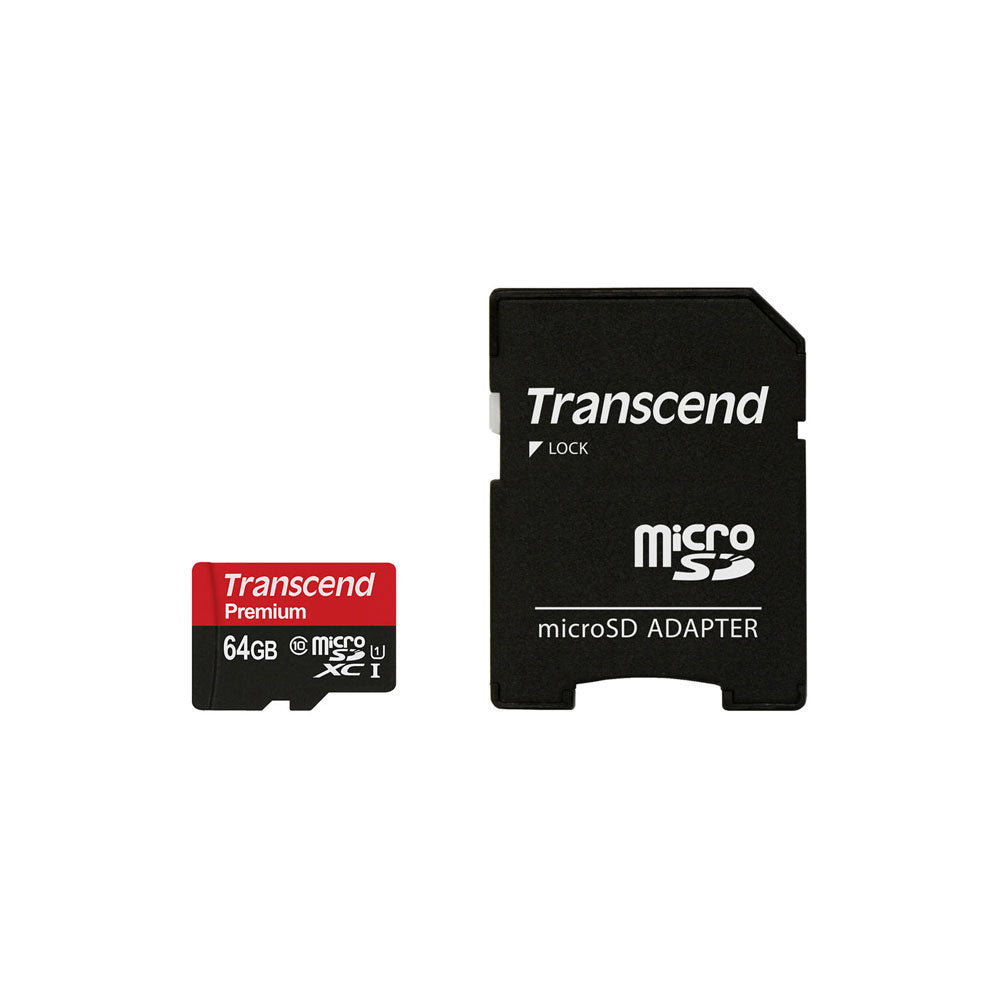 Transcend 64GB Premium microSDXC UHS-I Memory Card with SD Adapter