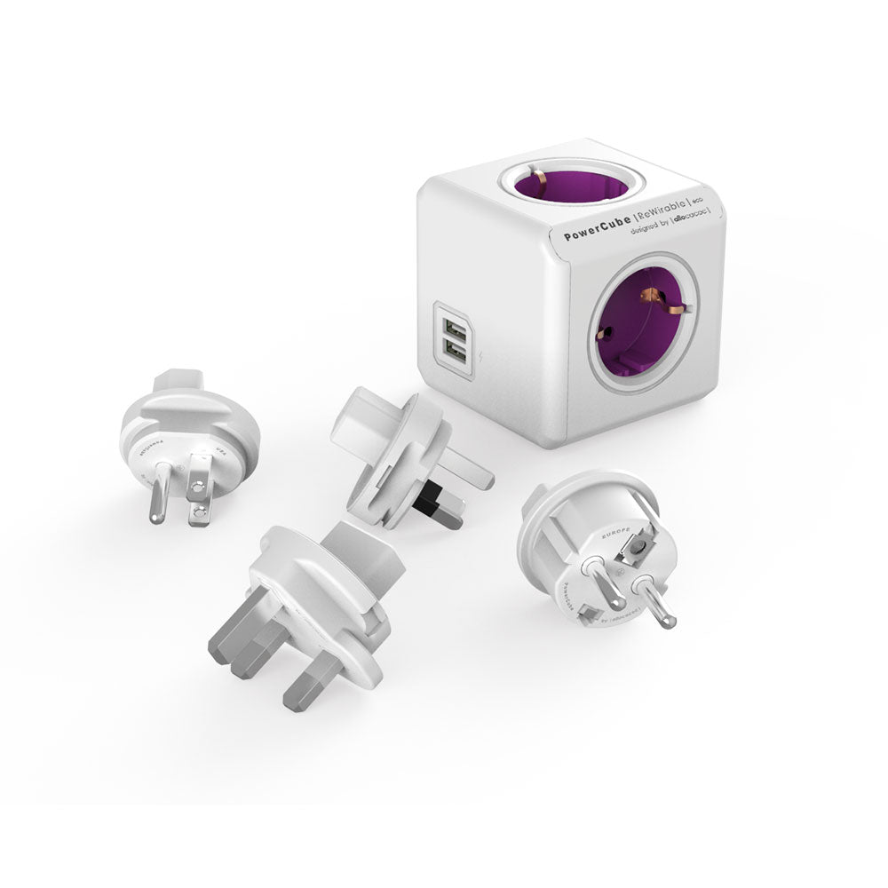 Allocacoc PowerCube? |Rewirable USB| 3x Plug + IEC Cable - Orchid Purple