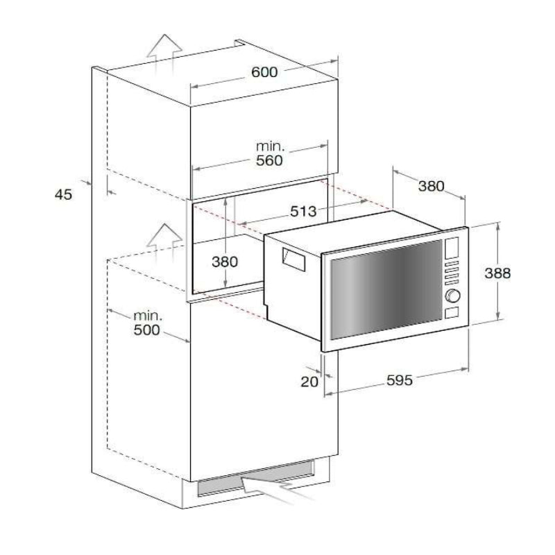 Flora FLBMW6-AG25B-X Built in Microwave Stainless steel.