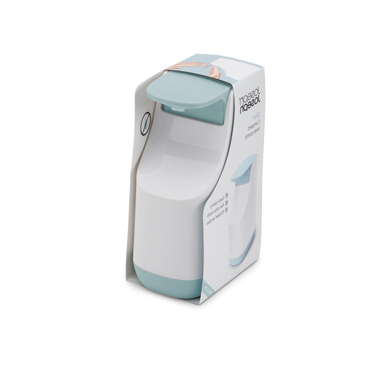 Joseph Joseph Slim Compact Soap Dispenser with Non-Drip Nozzle, Blue