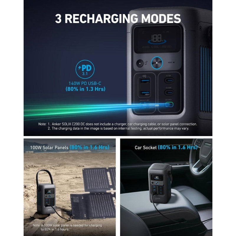 Anker SOLIX C200 DC Portable Power Station – 192Wh | 200W