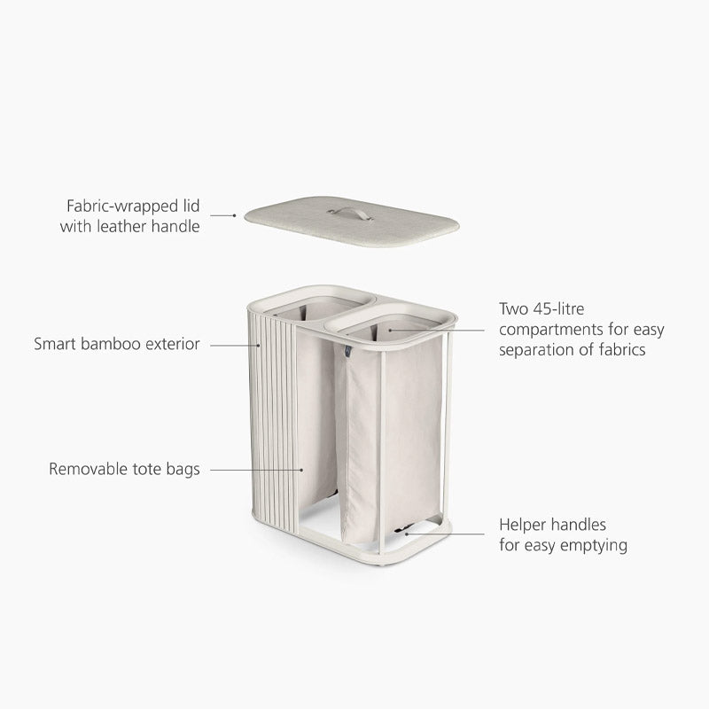 Joseph Joseph Tota Luxe 90L Ecru Laundry Separation Basket