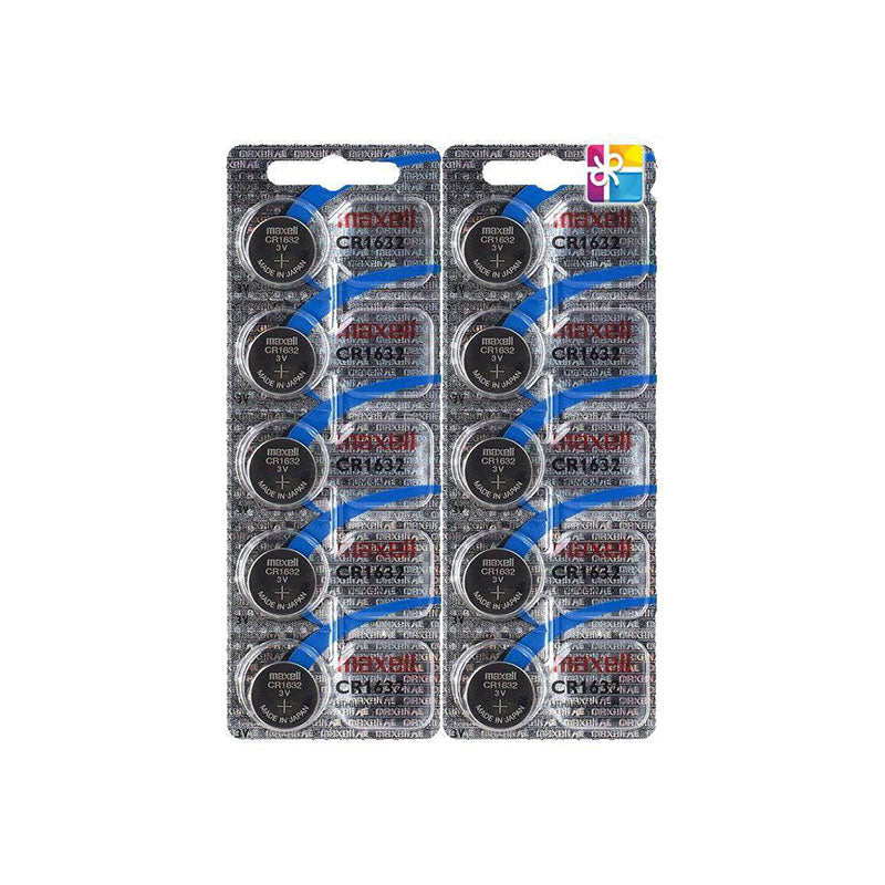 Maxell Coin Cell Batteries CR1632, Pack of 10