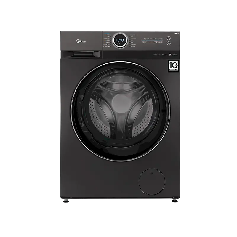 Midea Front Loading Washing Machine, BLDC Motor, Bright LED Indicator, Health Guard, Steam, Washer and Dryer, 1400 RPM, Load 8/6, White