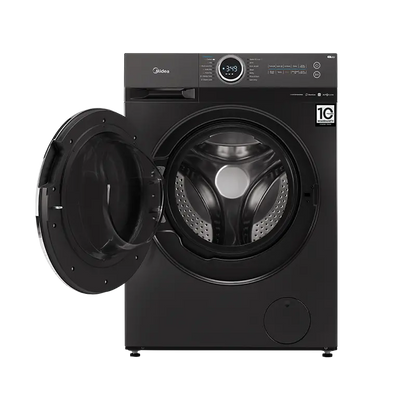Midea Front Loading Washing Machine, BLDC Motor, Bright LED Indicator, Health Guard, Steam, Washer and Dryer, 1400 RPM, Load 8/6, White