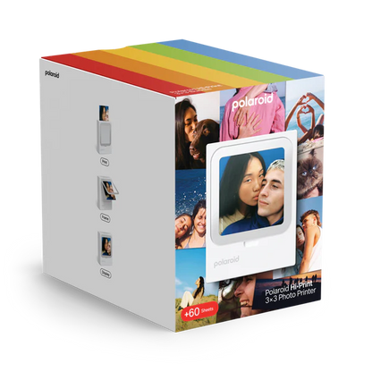 POLAROID Hi Print 3x3 Pocket Photo Printer White + 60 Sheet Bundle
