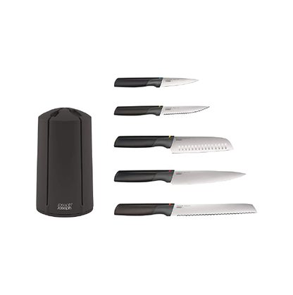 Joseph Joseph Elevate Knives Carousel Knife Set with Rotating Storage Stand, 6-piece, Black