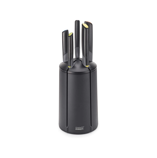 Joseph Joseph Elevate Knives Carousel Knife Set with Rotating Storage Stand, 6-piece, Black