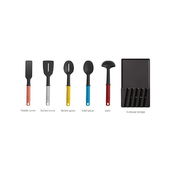 Joseph Joseph Elevate Utensils in Drawer Store Set of 5 Kitchen Utensils Storage and Organization, Multicolor