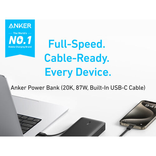 Anker USB-C Power Bank (20,000mAh, Black)