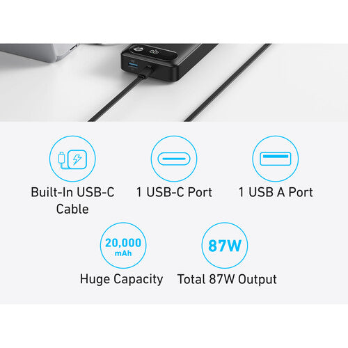 Anker USB-C Power Bank (20,000mAh, Black)