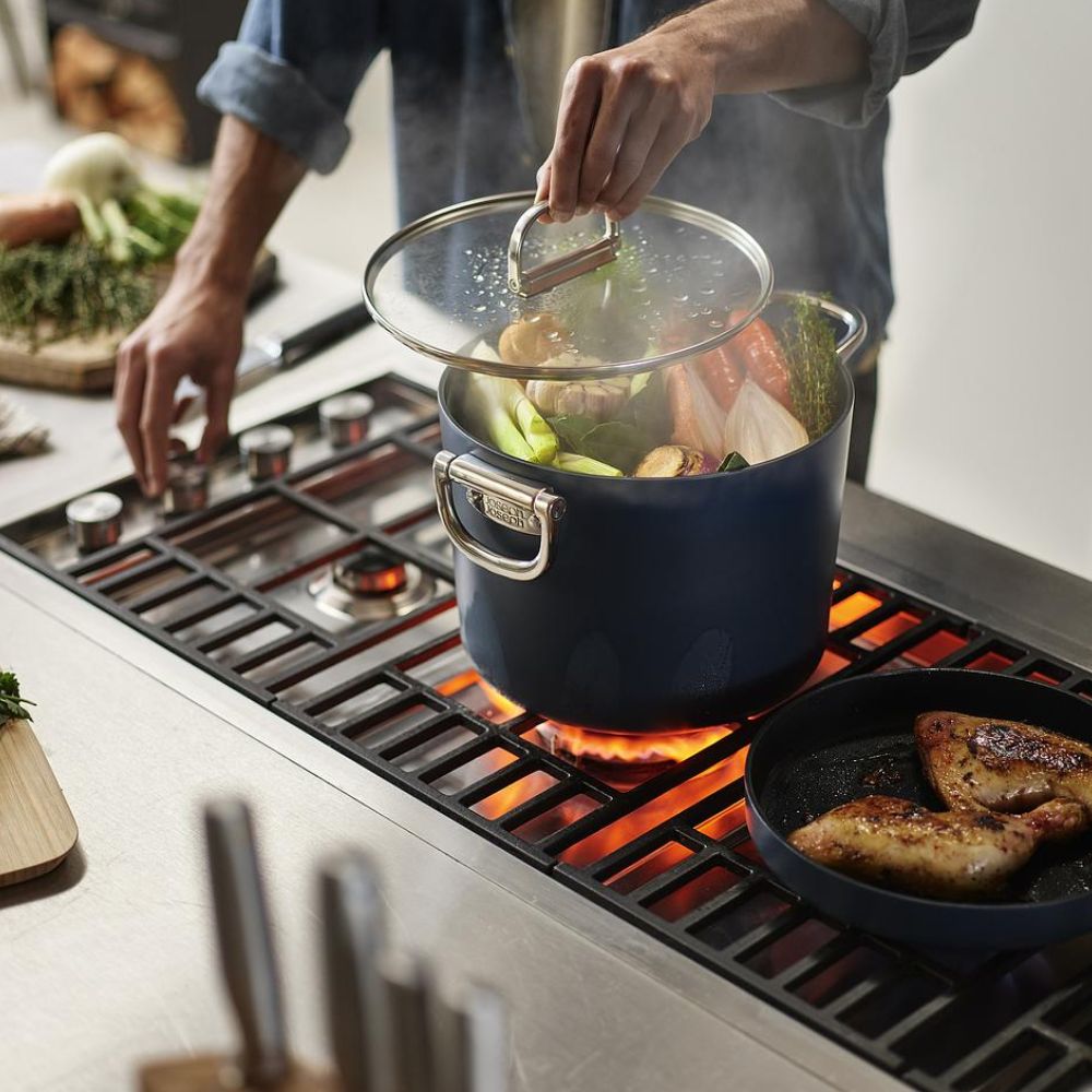 Joseph Joseph Space Folding Handle Ceramic Non-stick 25cm Blue Stock Pot & Lid