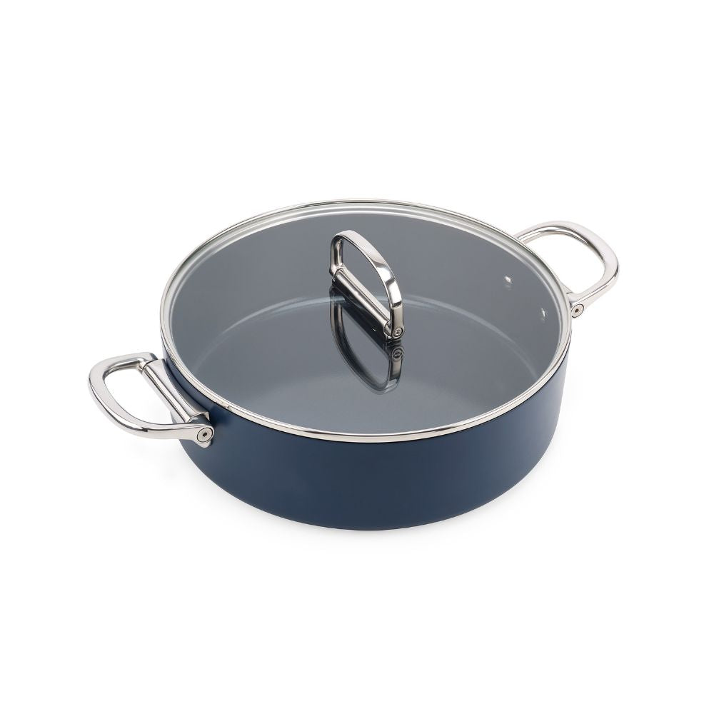 Joseph Joseph Space Folding Handle Ceramic Non-stick 28cm Blue Shallow Casserole Pan & Lid