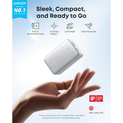 Anker Nano Power Bank 10K,45WRetractable USB-C Black