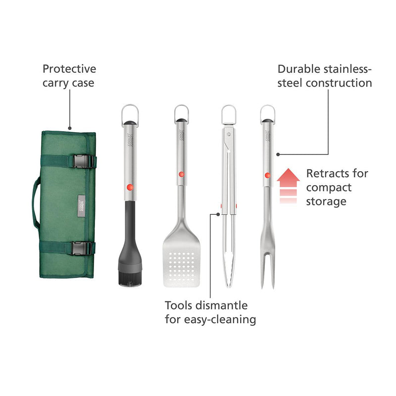 Joseph Joseph GrillOut™ 4-Piece Stainless-Steel BBQ Utensil Set with Storage Case