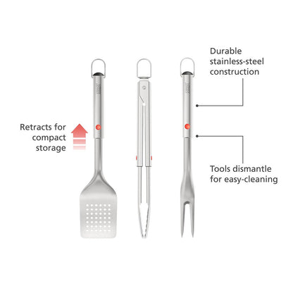 Joseph Joseph GrillOut™ 3-Piece Stainless-Steel BBQ Turner, Tongs & Fork Set