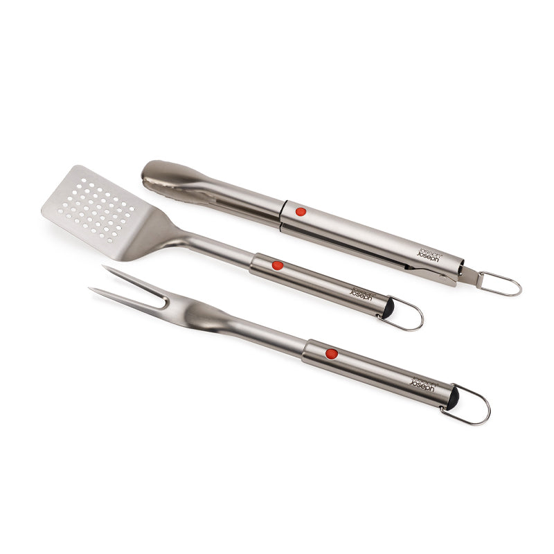 Joseph Joseph GrillOut™ 3-Piece Stainless-Steel BBQ Turner, Tongs & Fork Set