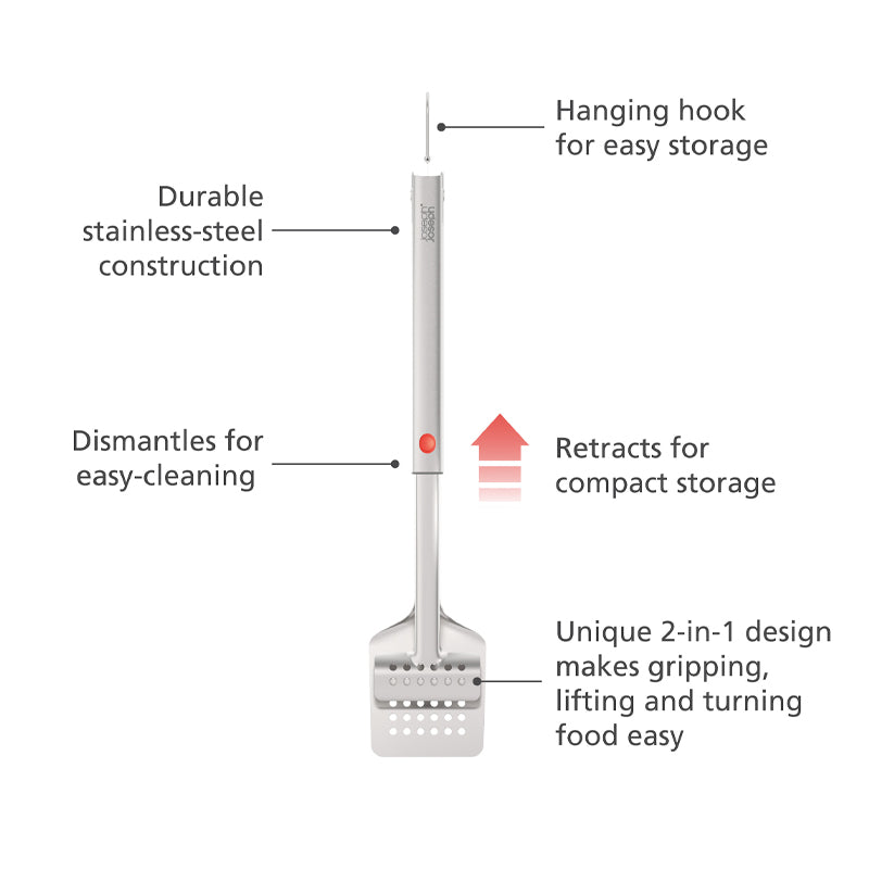 Joseph Joseph GrillOut™ Stainless-Steel BBQ Turner Tongs with Extending Handle