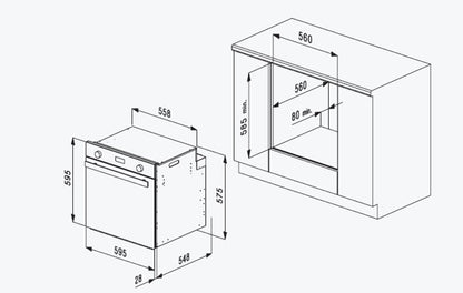 Flora FLBO12-E5-67X Built In E.Oven 60cm Stainless Steel.