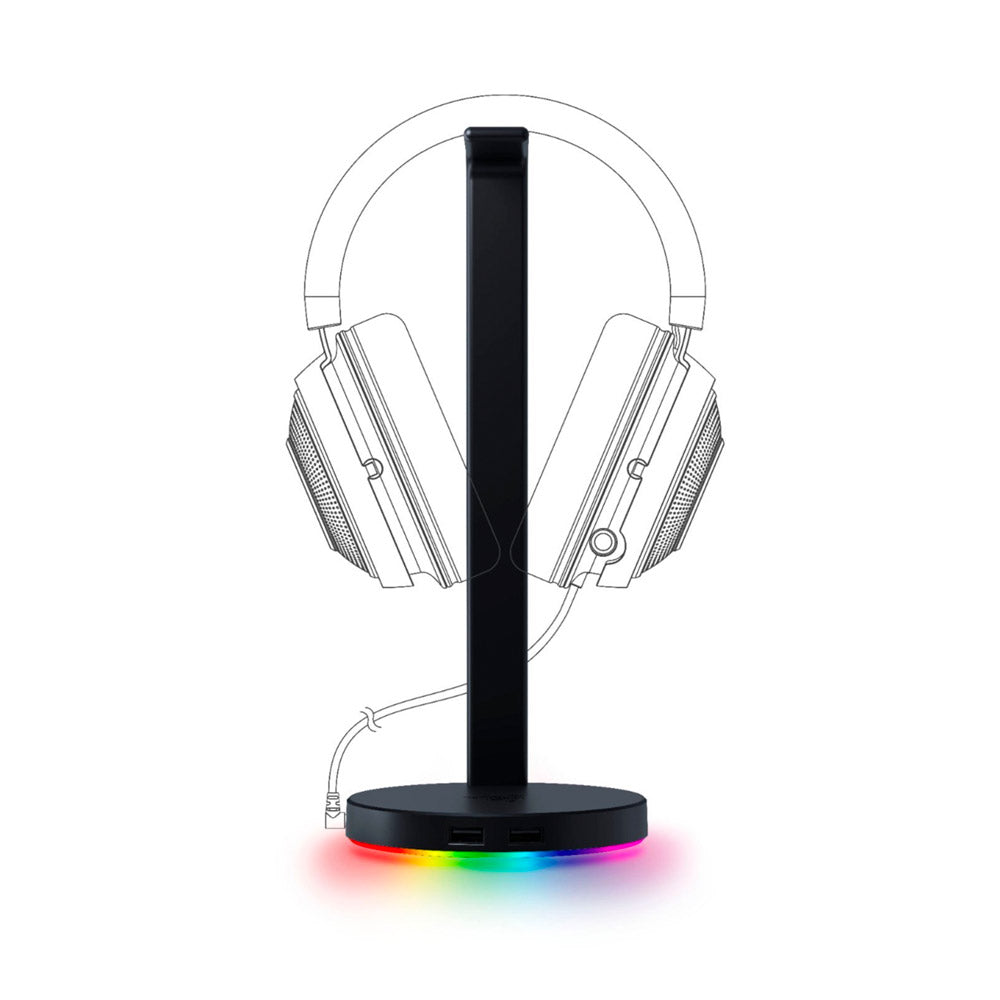 Razer - Base Station V2 Chroma USB Hub Headset Stand with USB 3.1 Hub and 7.1 Surround Sound powered by Chroma™ RGB - Black