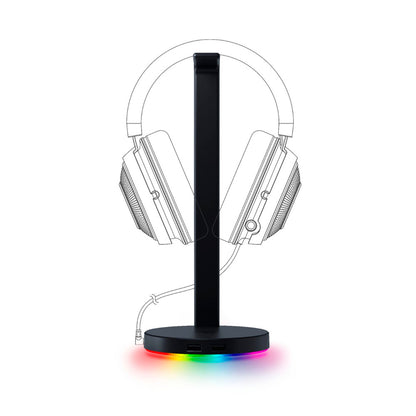 Razer - Base Station V2 Chroma USB Hub Headset Stand with USB 3.1 Hub and 7.1 Surround Sound powered by Chroma™ RGB - Black