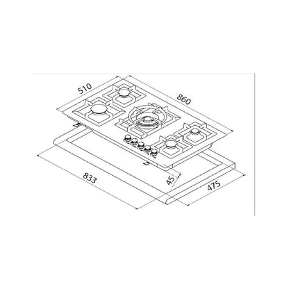 Flora FLBH10-CTSF-J95X Built In hob 90cm Stainless steel.