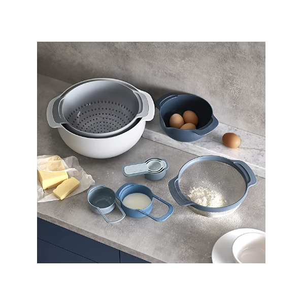 Joseph Joseph 9 Nesting Set with Mixing Bowls Measuring Cups Sieve Colander